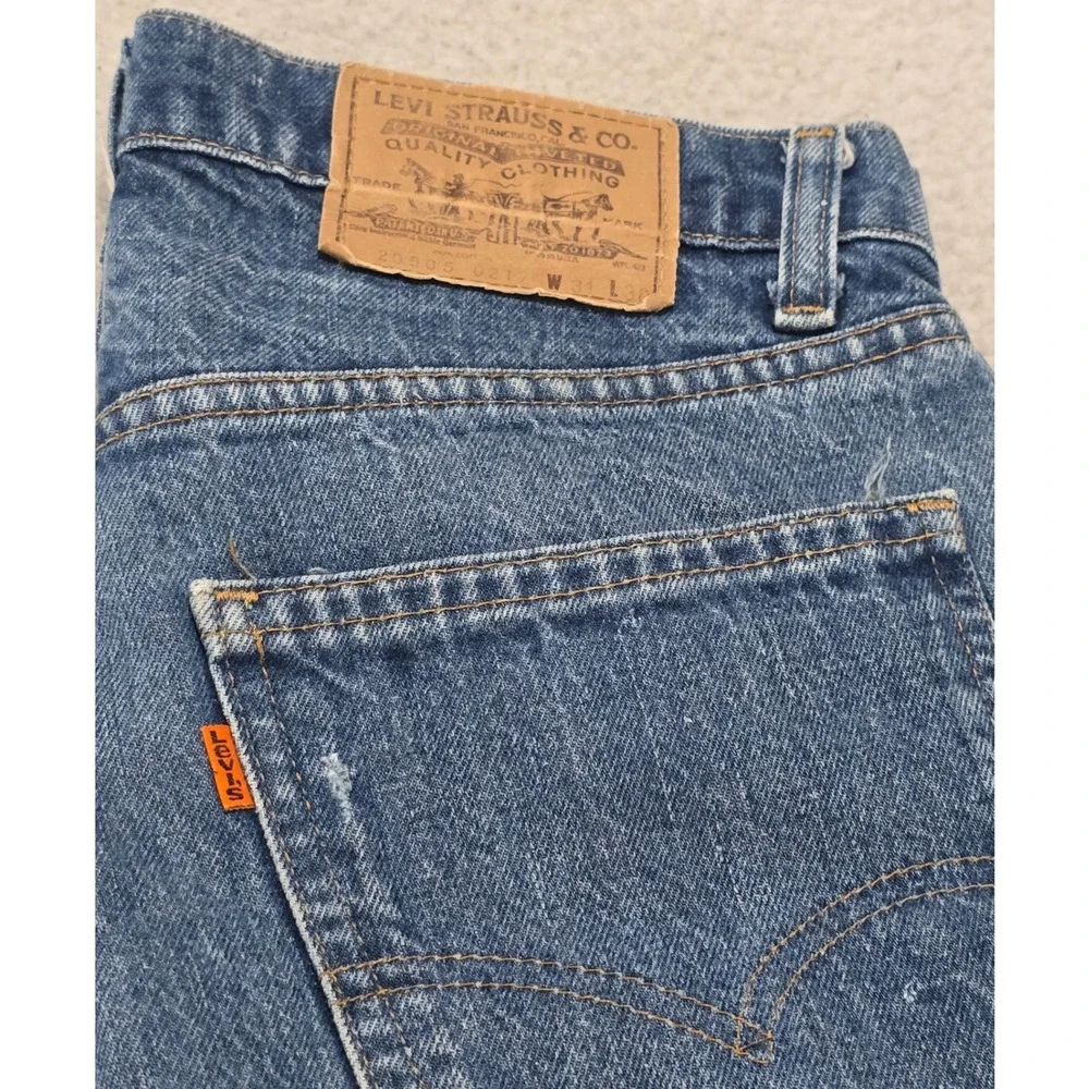 Vintage Levis 505 Orange Tab Jeans Men 31x30 Blue Denim Straight Leg Made in USA